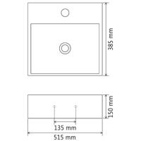 Wastafel met kraangat wit 51,5x38,5x15 cm keramiek - thumbnail