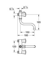 Grohe Costa-L douchekraan met omstelling en uitloop zonder koppelingen 12cm chroom - thumbnail