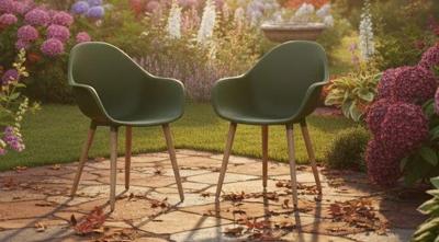 Annestad dining chair green/teak look Eurofar - Eurofar