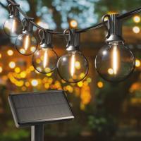Solar Lichtsnoer 5m - G40 Filament lampen - 2700K Warm wit - IP44 Waterdicht - 4 Lichtmodi - 300 Lumen - Lichtslinger buiten - thumbnail