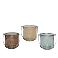 Theelichthouder gezicht glas H11.6cm - thumbnail