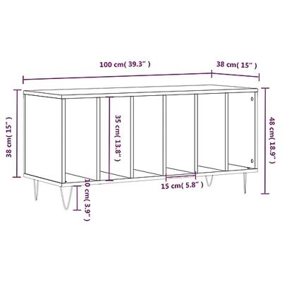 Platenkast 100x38x48 cm bewerkt hout zwart - thumbnail