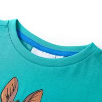 Kindershirt met korte mouwen 104 donkermintkleurig - thumbnail