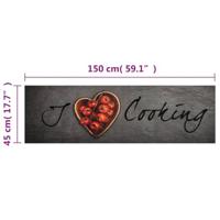 Keukenmat wasbaar kooktekst 45x150 cm fluweel - thumbnail