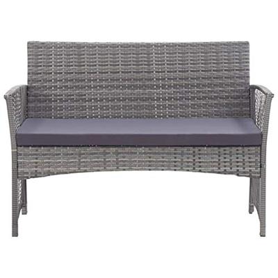 4-delige Loungeset met kussen poly rattan antraciet 4-delige Loungeset met kussen poly rattan antraciet