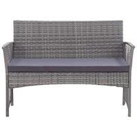 4-delige Loungeset met kussen poly rattan antraciet - thumbnail