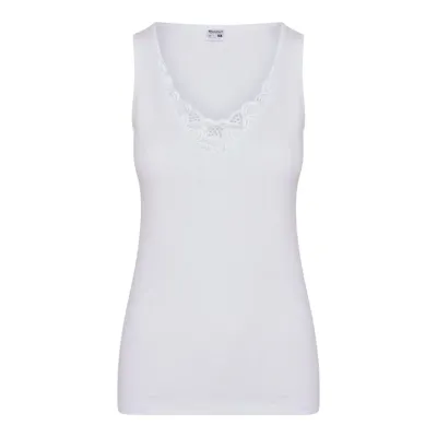 Dames spencer Beatrix - Katoen - Hoge rug - Katoenen onderhemd - Brede bandjes - Naadloos - L - Wit - L - L - L