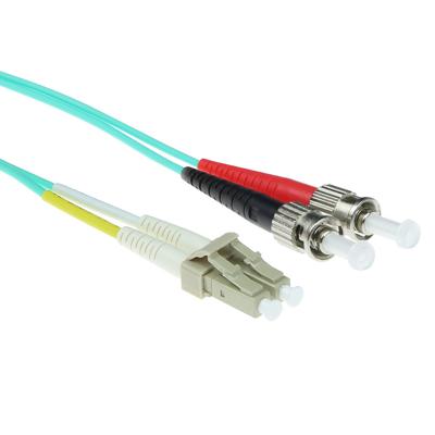 ACT 1,5 meter LSZH Multimode 50/125 OM3 glasvezel patchkabel duplex met LC en STconnectoren ACT 1,5 meter LSZH Multimode 50/125 OM3 glasvezel patchkabel duplex met LC en STconnectoren