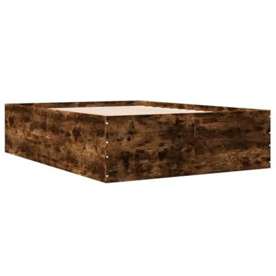 Bedframe bewerkt hout gerookt eikenkleurig 120x200 cm Bedframe bewerkt hout gerookt eikenkleurig 120x200 cm