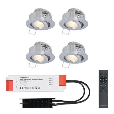 Complete Set van 4 Sienna Mini Inbouwspots 12V - 3W spots - 2700K warm wit - IP44 waterdicht - kantelbaar - Dimbaar - Verandaspots - Lage inbouwdiepte