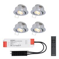 Complete Set van 4 Sienna Mini Inbouwspots 12V - 3W spots - 2700K warm wit - IP44 waterdicht - kantelbaar - Dimbaar - Verandaspots - Lage inbouwdiepte - thumbnail