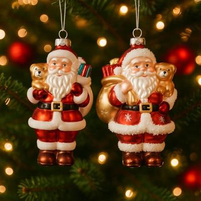 Decoris kersthanger glas kerstman met hondje - assortiment