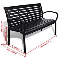 VidaXL Tuinbank 125 cm staal en hkc zwart - thumbnail