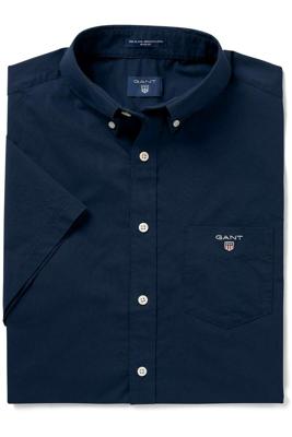 GANT Heren Overhemd Navy Poplin Korte Mouwen Button Down Regular Fit