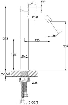 Saqu Eurotrend verhoogde wastafelkraan chroom