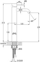 Saqu Eurotrend verhoogde wastafelkraan chroom - thumbnail