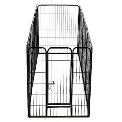 VidaXL Hondenren met 8 panelen 80x100 cm staal zwart - thumbnail
