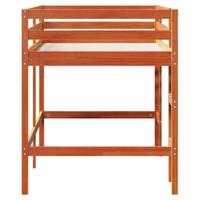 Kinderhoogslaper met ladder 90x200 cm massief grenenhout bruin - thumbnail