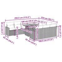 11-delige Loungeset met kussens poly rattan grijs - thumbnail