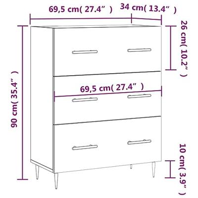 Dressoir 69,5x34x90 cm bewerkt hout grijs sonoma eikenkleurig