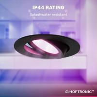 Set van 6 Rome smart inbouwspots - IP44 Waterdicht - 6 Watt 480 lumen - Kantelbaar - Lage inbouwdiepte 27mm - Wifi + Bluetooth - RGBWW - Google Home, Amazon Alexa en Siri - Zwart - Voor binnen en buiten - thumbnail