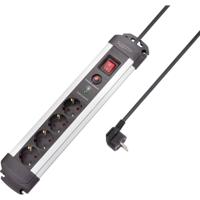 Sygonix SY-4755610 Overspanningsveilige stekkerdoos 4-voudig Zilver, Zwart Randaarde stekker 1 stuk(s) - thumbnail