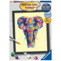 Schilderen op nummer ravensburger bonte olifant - thumbnail