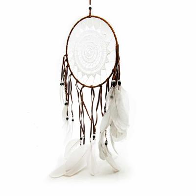 Mandala Dromenvanger Rond Wit/Bruin (ca. 55 cm)