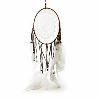 Mandala Dromenvanger Rond Wit/Bruin (ca. 55 cm) - thumbnail