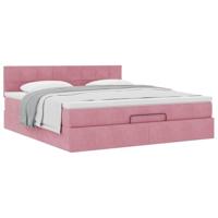 Ottoman bed met matras 180x200 cm fluweel roze - thumbnail