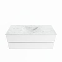 MONDIAZ VICA-DLUX 120cm badmeubel onderkast Talc 2 lades. Inbouw wastafel CLOUD midden 1 kraangat, kleur Opalo. - thumbnail