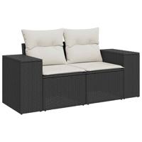 8-delige Loungeset met kussens poly rattan zwart - thumbnail