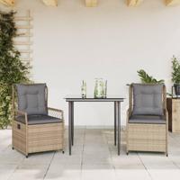 3-delige Tuinset met kussens poly rattan beige - thumbnail