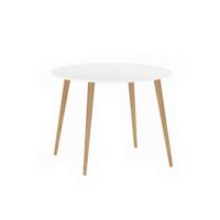 Eetkamertafel Delta rond - wit/eikenkleur - Ø100x75 cm - Leen Bakker - thumbnail