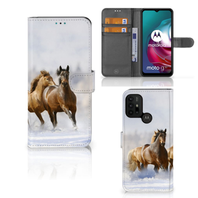 Motorola Moto G10 | G20 | G30 | Telefoonhoesje | Met pasjeshouder | Paarden