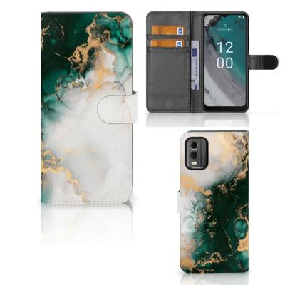 Bookcase voor Nokia C32 Marmer Groen