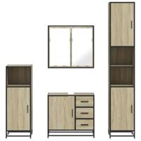 4-delige Badkamermeubelset bewerkt hout sonoma eikenkleurig - thumbnail