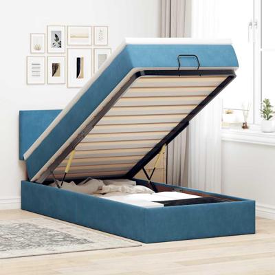 Ottoman bed met matras 90x190cm fluweel donkerblauw