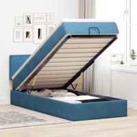 Ottoman bed met matras 90x190cm fluweel donkerblauw - thumbnail