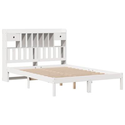 Bed met boekenkast zonder matras grenenhout wit 150x200 cm - thumbnail