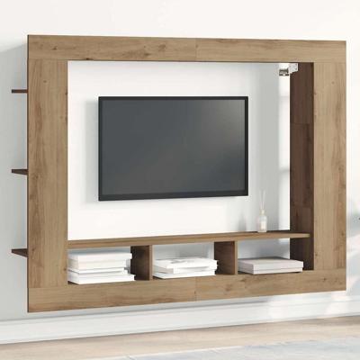 TV-kast artisanaal eikenkleurig 152 x 22 x 113 cm Bewerkt hout