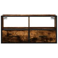 Tv-meubel 80x31x39,5cm bewerkt hout metaal gerookt eikenkleurig - thumbnail