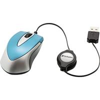 Verbatim Go Mini Muis USB Optisch Caribsch blauw 3 Toetsen 1000 dpi Met kabelroller - thumbnail