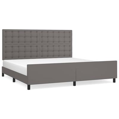 Bedframe met hoofdbord kunstleer grijs 200x200 cm