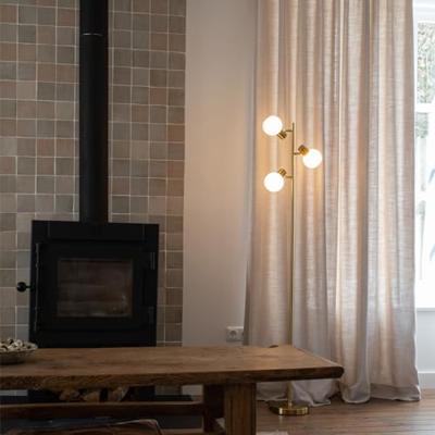 QAZQA Vloerlamp goud met opaal glas 3-lichts verstelbaar - Anouk