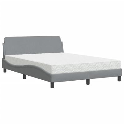 Bed met matras stof lichtgrijs 140x190 cm