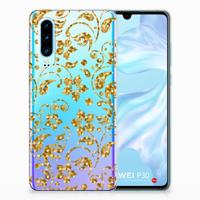 Huawei P30 | TPU Case | Gouden Bloemen - thumbnail