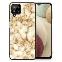 Samsung Galaxy A12 Marmeren Print Telefoonhoesje Marmer Goud - thumbnail