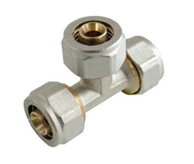 Kirchhoff Messing T-stuk, vernikkeld, 20 mm, klemkoppeling voor meerlagenbuis - 988911255