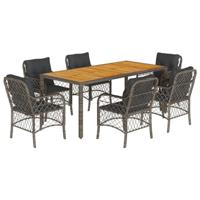 7-delige Tuinset met kussens poly rattan grijs - thumbnail